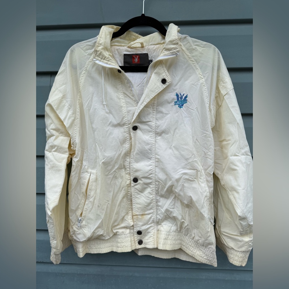 PLAYBOY Vintage Off-White Windbreaker Hoodie